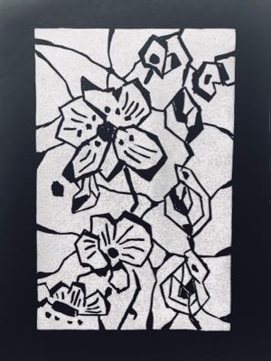 Christiana Sieben: Ranken Variation (18 x 24 cm, Linoldruck auf Papier)