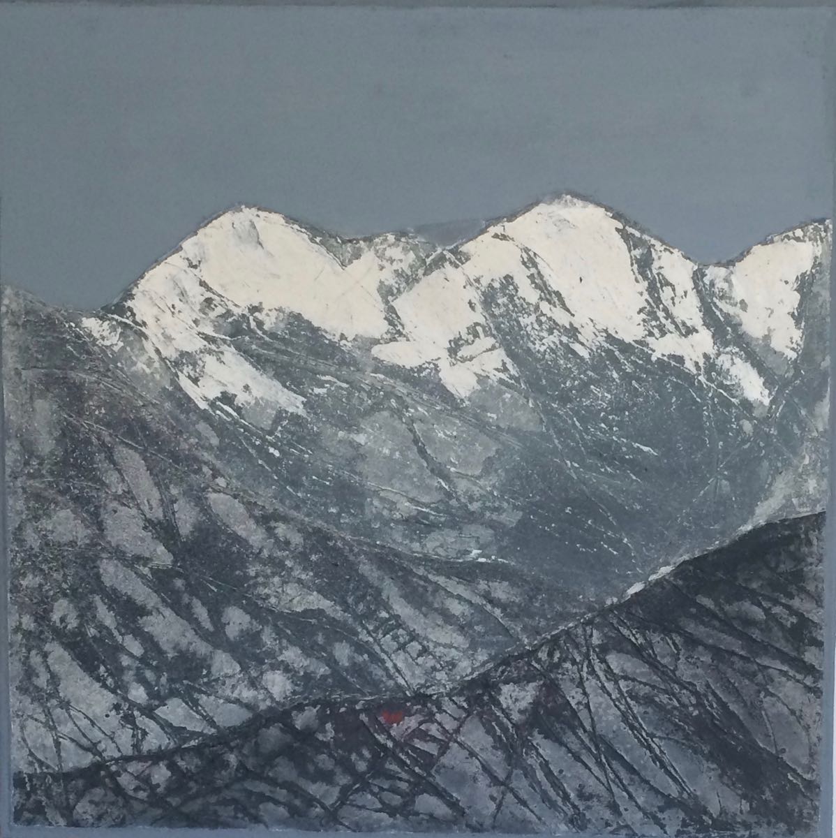 Christiana Sieben: In adversum montem (100 x 100 cm, Acryl on wooden panel) 