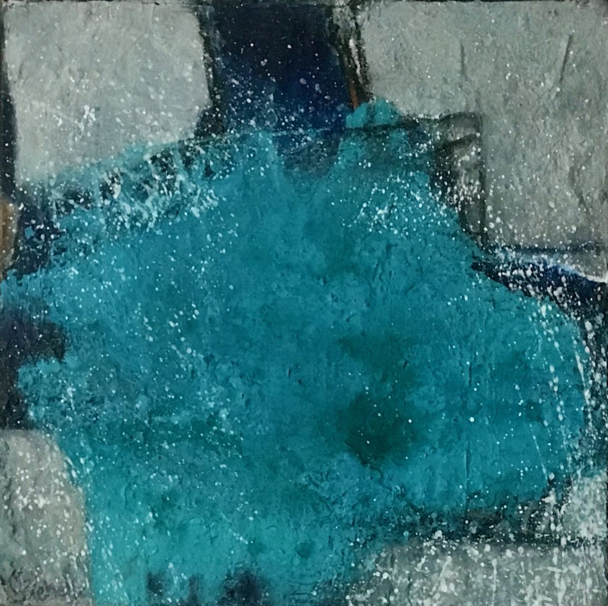 Christiana Sieben: Breakwater (50 x 50 cm, Canvas, mixed media) 